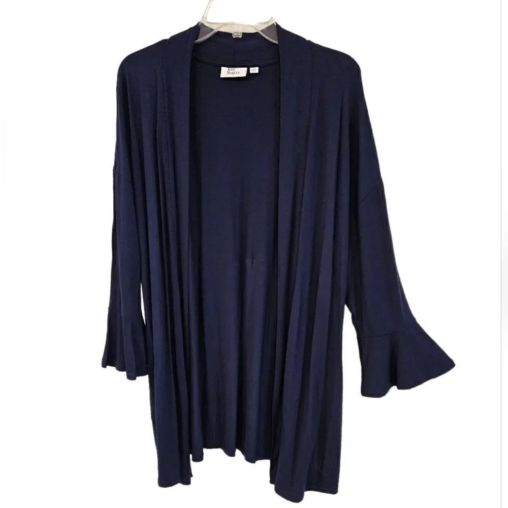 Kim Rogers Navy Blue Cardigan with bell cuffs sz M